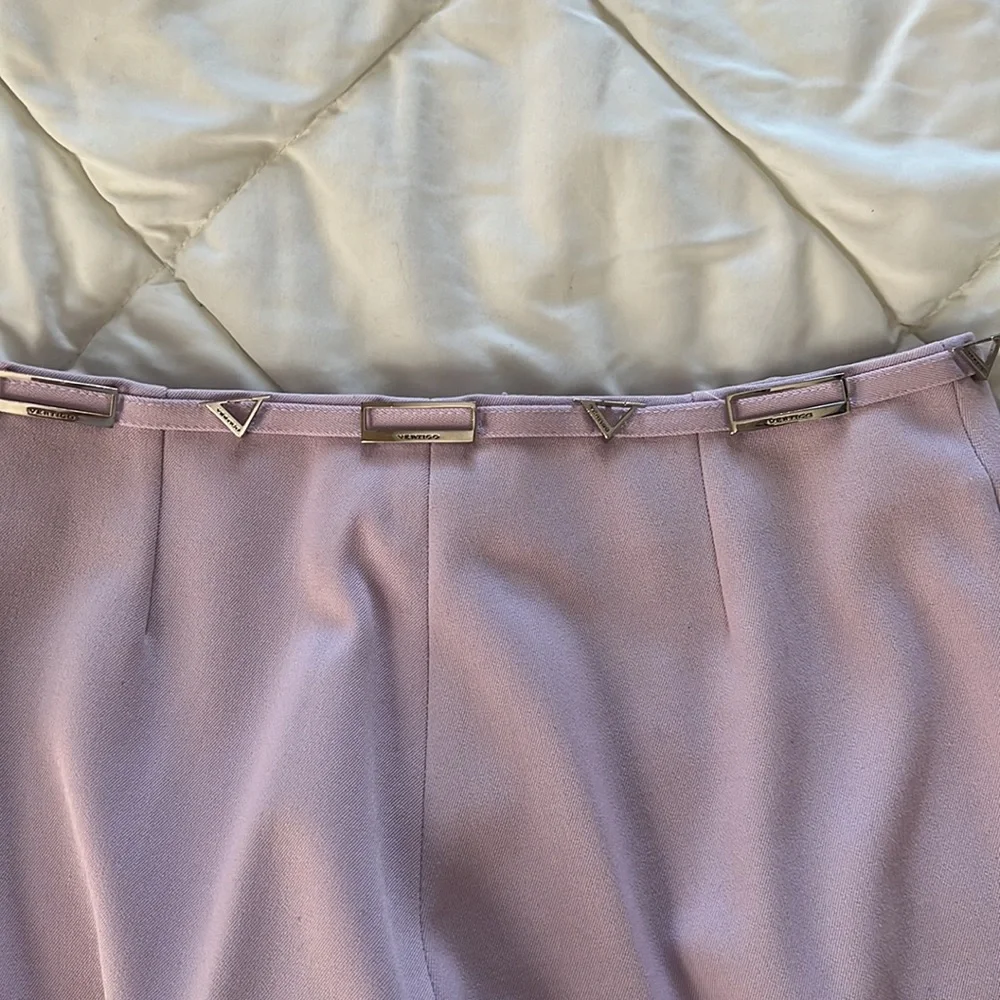 Vintage ‘90s Vertigo made in France classic lilac  trouser with logo belt S / 26 - Picture 16 of 17